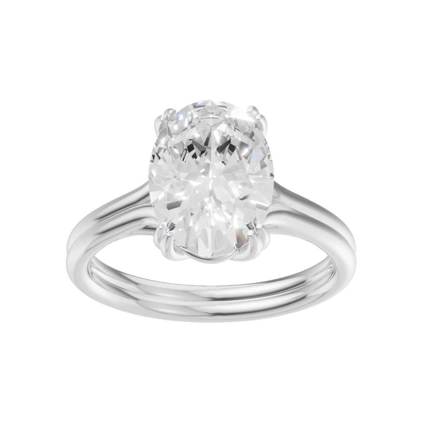 Lab-grown oval diamond solitaire ring in 18K white gold, four-prong setting — Van Inn Diamonds