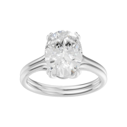 Lab-grown oval diamond solitaire ring in 18K white gold, four-prong setting — Van Inn Diamonds